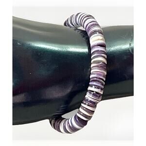 Southwestern Purple Spiny Oyster Heishi Stretch Bracelet Handmade 25.3g New